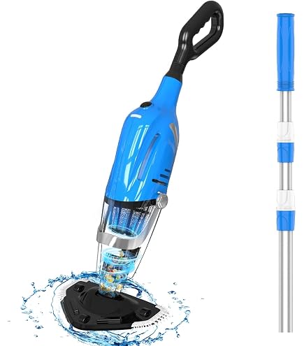 Aspirateur De Piscine à Main WYBOT Rechargeable - 5200mAh, Autonomie 60min - Manche Télescopique 59 Pouces Inclus
