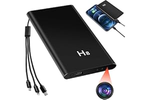 TANGMI Telecamera Spia, Sensore di Gravità 1080P HD Mini Telecamera Spia Nascosta 5000mAh con Visione Notturna & Cavo di Ricarica 3-in-1 per la Ricarica di Dispositivi Mobili