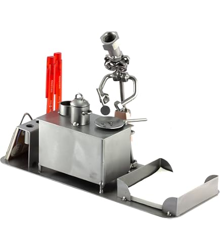 Steelman24 I Omini di Viti Fisico con Portabiglietti da Visita I Idee Regalo Originale I Soprammobili in Metallo I Modellino
