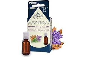 Glade Aromatherapy Essential Oil Diffuser Refill, Cool Mist Aromatherapy Diffuser & Air Freshener for Home, Moment of Zen with Lavender & Sandalwood Scent, 17.4ml