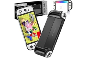 TECHGEAR Custodia Ergo Grip per Nintendo Switch OLED, Cover Posteriore Protettiva in Silicone TPU Morbido, Impugnature Imbottite Comfort ergonomiche Compatibile con Stand e Joy-Con Leggera, Resist