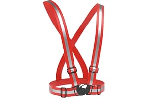 ‎EAZY CASE EAZY CASE Gurt Reflektorweste, durchgehende, elastische Reflektorsteifen, flexibel einstellbar, Warnweste mit Reflektoren, reflektierende Weste, ideal zur Erhöhung der Sichtbarkeit, Rot