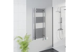 Warmehaus Smart WiFi Thermostatic Electric Bathroom Straight Heated Towel Rail Warmer Radiator with Timer 1200x500mm - Chrome