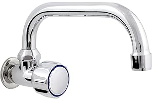 Hydroland Vanne d'eau 3/4'' en forme de U murale eau froide bec pivotant un bouton robinet de cuisine évier robinet évier robinet mural une poignée robinet argent