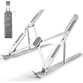 Laptop Stand for Desk Adjustable, Folding Tablet Stand Aluminum Portable Laptop Riser for Desk, Foldable Computer Stand Lapto