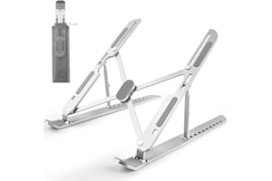 MECHEER Laptop Stand for Desk Adjustable, Folding Tablet Stand Aluminum Portable Laptop Riser for Desk, Foldable Computer Stand Laptop Holder for Notebook PC