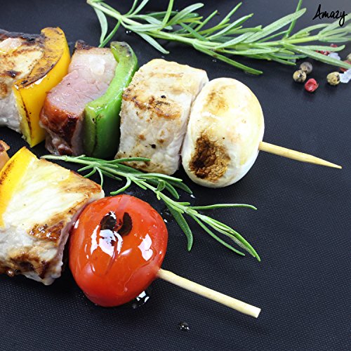 Amazy Teflon Grillmatte (3er Set) – Antihaftbeschichtete Silikonmatte für den Grill und Backofen (3x rund | Ø 37 cm) - 5