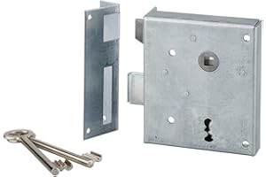 THIRARD - Serrure Applique Alsace à Clé à Fouillot pour Porte Intérieure - Gauche Poussante - Carré 8 mm - Axe 60 mm - 110 x 70 mm - Jaune/Doré - 2 Clés Incluses - Sécurité Renforcée