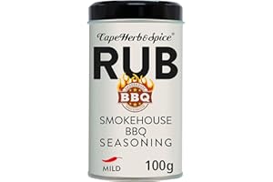 Cape Herb & Spice Rub Smokehouse BBQ Seasoning Condiment Smoked to Perfection, Chilli Rating Mild, 100 g Tin (Pack of 1)