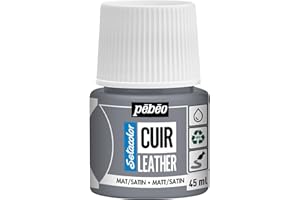 Pebeo - Setacolor Cuero - Pintura acrílica para cuero y polipiel - Personalización de bolsos, zapatos, zapatillas - Resistente a arañazos, dobleces y roces -Acabado mate/satinado -Gris hormigón -45 ml