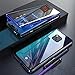 Produktbild Yidai-Silu Huawei Mate 20 Pro Rundumschutz Case, Vorn + Hinten 9H Glas, Stark Magnetisch Alu Bumper Durchsichtig Schale Handy Hülle Stoßfest Cover für Huawei Mate 20 Pro 6,39 Zoll - Schwarz&Blau