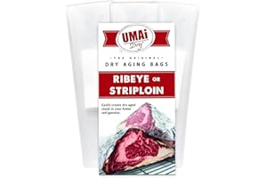 UMAi Dry Premium Dry Age Bags for Meat | Dry Aging Meat Kit for Refrigerator | Simple at Home Method for Ribeye Striploin Steaks | Packet Includes 3 Bags