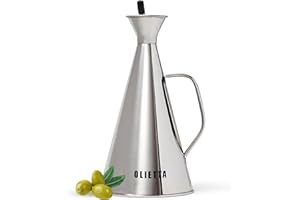 Olietta Bouteille à Huile d’Olive avec Bec Verseur Anti-Gouttes en Acier Inoxydable 750 ML 0,75 Litre – Huilier idéal pour Verser l’Huile – Distributeur étanche, Facile à Nettoyer