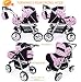 New Baby Pram SWIVEL WHEELS Travel System Buggy (Car Seat,Carrycot,Mattress,Diaper Bag,Parent Tray,Rain Cover,Mosquito Net) (4)