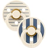 BIBS Colour Studio Pacifier, 0-6 Months, 2-Pack, Pin/Block Ivory/Steel Blue | Round Teat | Natural Rubber Latex | Size 1 | BP