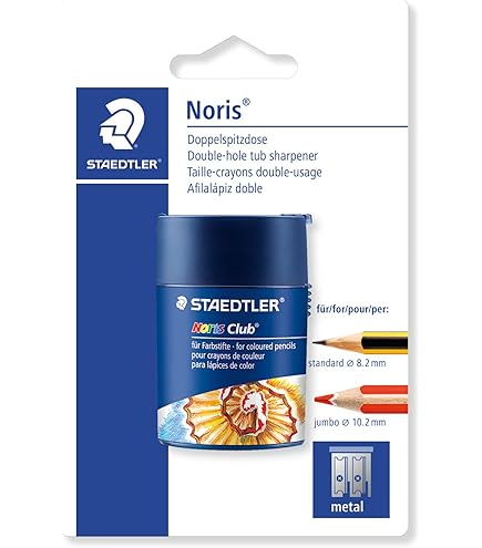 Temperamatite Manuale Staedtler Blu Con Coperchio - Confezione Da 4 - Due Fori Per Matite Grandi E Piccole