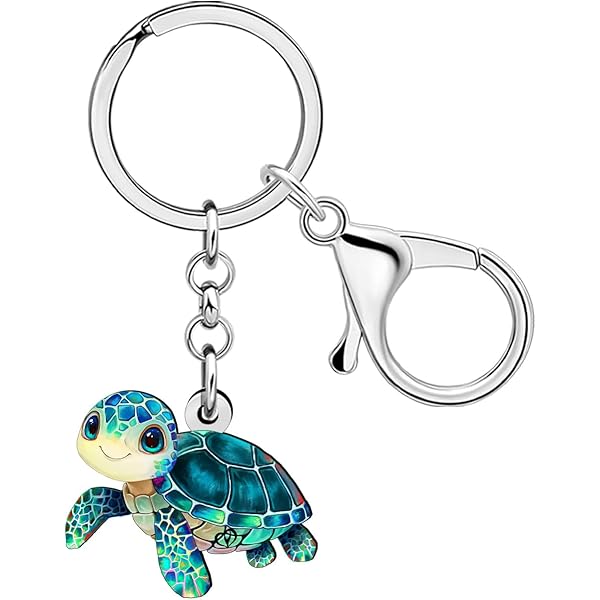 Portachiavi Tartaruga Marina In Metallo E Resina - Ciondolo Portafortuna Per Borsa E Zaino (Rosa, 5,4 Cm)