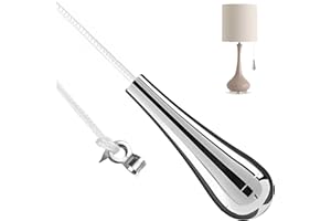 FENGRUI 1 Pcs Bathroom Pull Cord Handle Teardrop Chrome Pull String Switch,1.5m White Nylon Extension Replacement Pull Cord Light for Bathroom Toilet Light Ceiling Lights Fan Switch