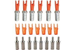 AMEYXGS 50x Encoches de Flèche avec Aluminium Pin Broches en Aluminium Queues de Flèche en Plastique Taille S L pour ID 4.2/6.0/6.2mm Arbre de Flèche