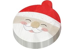 Calkkrer 40 Pezzi Tovaglioli di Natale con Motivo Babbo Natale, Decorazione Tavola Festiva Natale, Tovaglioli Rotondi Natale, Stoviglie per Feste, Carta di Seta