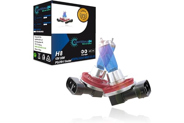 LIGHTWORLD24 2 x H8 12V 35W Xenon Look Effekt Halogenlampor Glödlampor Look Super White 6000K Halvljus Dimljus Cool Vit Vit P
