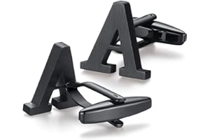 HONEY BEAR Gemelos Camisa de hombre de metal, Acero inoxidable,Nombre Carta Letra Iniciales A-Z,plata