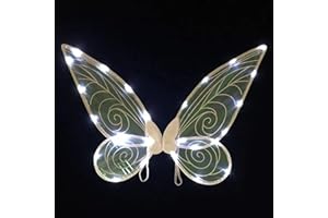 Lam-lord Fairy Wings for Kids Girls Women, Dress Up Angel Wings LED Light Up Butterfly Wings Costume, Fancy Child's Fairy Wings Christmas Party Birthday Cosplay Photography Props Decoration (white)