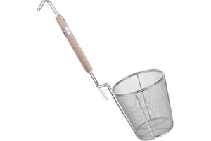 HEMOTON Panier à pâtes, Filtre à Nouilles, cuillère, Panier de Cuisine en Maille araignée, passoire au Plat en Acier Inoxydable, Panier à Spaghetti