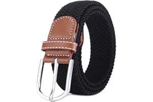 BOZEVON Ceinture tissée élastique - Ceinture en tissu extensible tressé multicolore pour hommes femmes