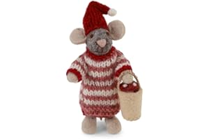 ‎GRY & SIF Gry & Sif Handgemacht & Fairtrade-Zertifiziert | Stilvolles dänisches Design X Nepali Kunsthandwerker | Kleine graue Maus im Kleid mit Pilz im Eimer