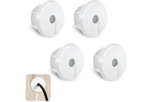 QUILAX 4Pcs Wall Cable Pass Through Grommet, 1'' Plastic Cable Feed Through Bushing, Compatible Wall Hole Cable Routing Kit, Cords Hole Covers Wall Bushing Grommet for Cables Wires Furniture (White)