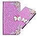 Produktbild 3D Butterfly Bling Glitter Glitzer Diamond Musterg Ledertasche Slim Retro Bookstyle mit Standfunktion Karteneinschub Magnetverschluss Flip Wallet Hülle Schutzhülle für Samsung Galaxy A6 2018