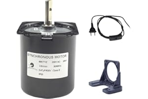CHANCS Moteur Miniature à Engrenages synchrones à Basse Vitesse 68KTYZ 2,5RPM 220V avec Support Fixe et Extension de Cordon de Prise de Courant