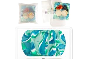 EasyMat MiniMax Silicone Baby Weaning Suction Open Bowl Plate by EasyTots | Strongest 5-Point Suction Feeding Mat with Lid and Carry Case for High Chair Feeding and Travel (Ocean)