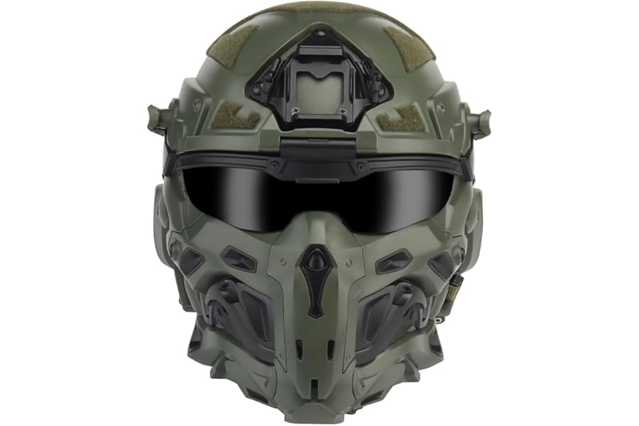 Funwetrike Airsoft Fast Helmet, Full Face Helmet With Built-in Headset, Anti Fog Fan, Removable Anti-Fog Goggles, Tactical Military Helmet Used For Cosplay Hunting Paintball Ball CS