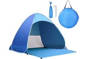 Kratax Pop Up Beach Tent for 1-3 Person Rated UPF 50+ for UV Sun Protection Waterproof Sun Shelters for Family Camping, Fishing, Picnic, Beach