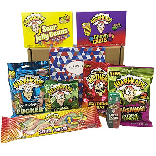 Warheads Caja De Selección De Caramelos Americanos Extremadamente Superácidos - Cesta Exclusiva Para Burmont's