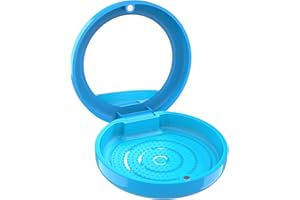 ‎BVN Zahnspangendose Gebissdose mit Spiegel, Zahnprothesen Behälter, Zahnschiene Box, Prothesendose, Zahnspangenbox, Spangendose, Dose für Zahnprothese, Prothesenbox, Protesenbehälter Blau.