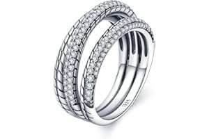 KUNSIR 925 Sterling Silber Ringe für Damen Liebesknoten Ringe Finger Federringe Schmuck Geschenke gekreuzte Ringe für Frauen mit Zirkonia Größe