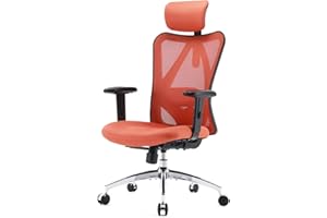 SIHOO M18, Sedia Ufficio Ergonomica, Sedia scrivania con Braccioli Regolabili 3D,Sedia Ergonomica con Supporto Lombare,Sedia Gaming con Poggiatesta Regolabile,Delicato sulla Pelle Mesh (Rosso)