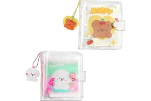 Honatrv 2 Stücke Transparentes Mini Fotoalbum Fotobuch Fotoalbum Mit süßem Muster für Reisen Familie Kind Geschenk, 40 Page