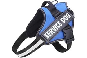 Belababy Soft No Pull Dog Harness X Large, Adjustable Assistance Service Dog Vest with Safety Buckle, Reflective Breathable Outdoor Training Dog Harness（Blue）