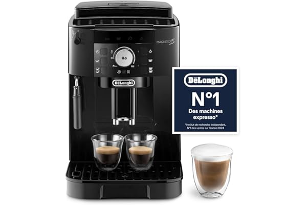 De’Longhi Magnifica S - Perfetto Machine à Café Automatique avec Mousseur à Lait Manuel, Machine à Espresso et Cappuccino, Panneau de Commande avec Boutons, Noir (ECAM11.112.B)