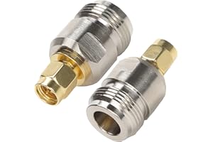 Fohevers 2 Pcs N Female to SMA Male Adapter; 50ohm, N to SMA Coax Adapter for RF, Microwave, Antennas, Wi-Fi, Telecom, CCTV, Digital Communication System