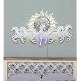 Vfrills Metal White Seven Running Horses with Sunrise Wall Hanging Decor Living Room (48 * 28 Inches)