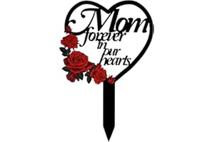 WUISOLQP Cuore tomba targa commemorativa, palo a forma di cuore con rose, decorazione, tomba, giardino, segnaletica per defunti, palo di legno a forma di cuore, famiglia, madre, padre, nonni