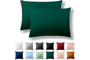 ‎ALREYA Alreya 2er-Set Renforcé Kissenbezug 40 x 60 cm - 100% Baumwolle mit YKK Reißverschluss, Superweicher Kopfkissenbezug 40x60, Kissenhülle, Waldgrün, nur Kissenbezug