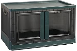 HAIXIN cajas almacenaje, 72L cajas organizadoras plastico, cajas almacenaje ropa, caja con tapa plegable apilable para dormitorio sala de estar armario baño cocina estudio 1 pieza verde
