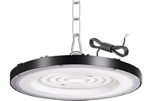JINABLOSSY 100W UFO LED Lámpara de Alta Bahía, 6500K BlancaFría LED UFO High Bay Lumière,10000LM IP65 Impermeable Campana LED Industrial lampara techo para Fábricas, Aeropuerto, Patio, Garaje,Taller (100W)