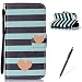 Produktbild Feeltech Wiko Lenny 3 Hülle,Wiko Lenny 3 Magnet Leder Wallet Cover,Elegant Soft PU Kartenfach Extra Dünn Tasche Bunte Relife-Muster [Stand Funktion] Karte Halterung Klapp hülle Flip Book Design Case Flexible TPU Ultra Slim Inner Bumper Tasche mit Landyard [Free Stylus] für Wiko Lenny 3 - Streifen Herz